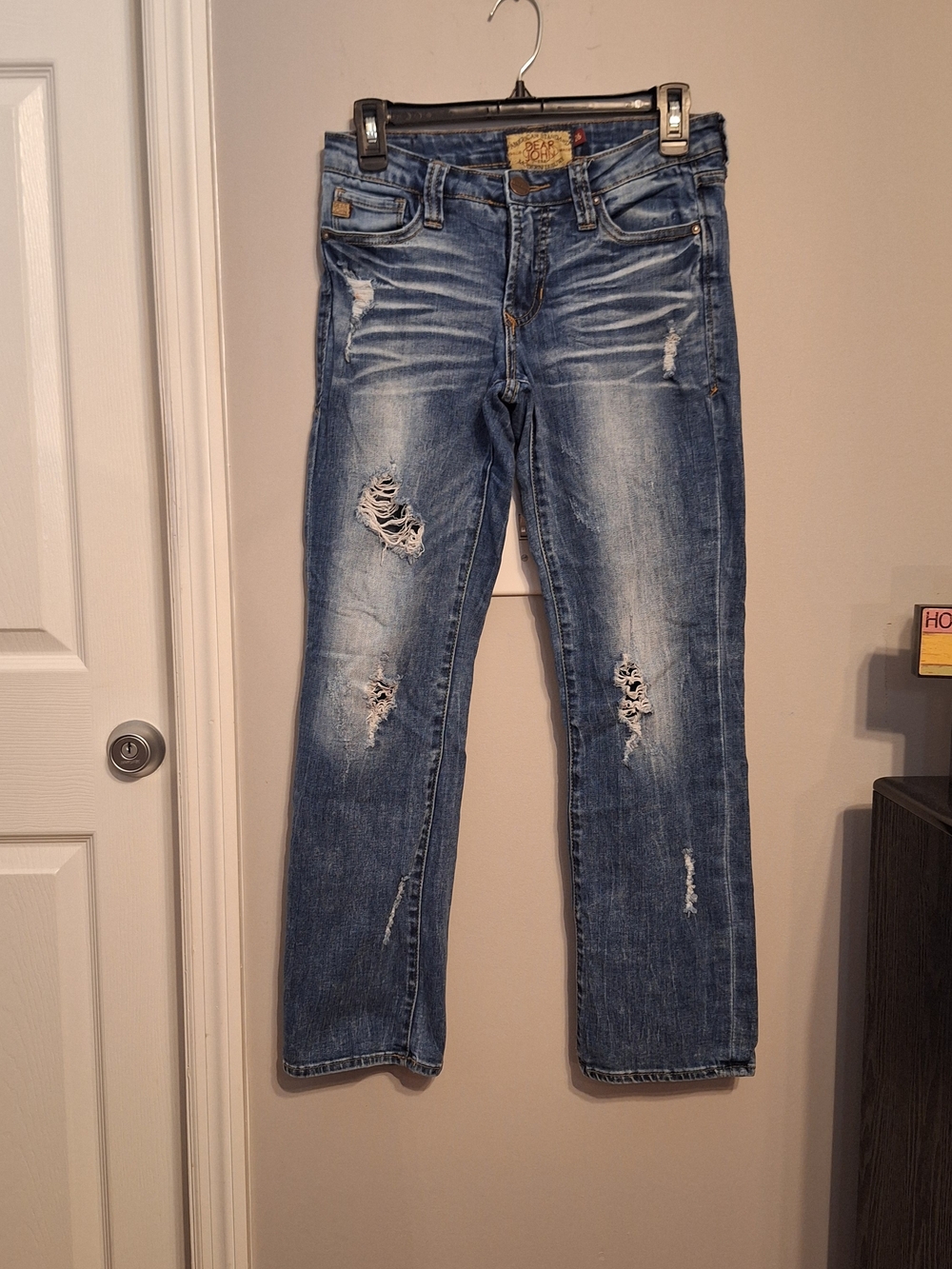 Dear John Playback Comfort Straight Leg Women's Distressed Blue Denim Jeans